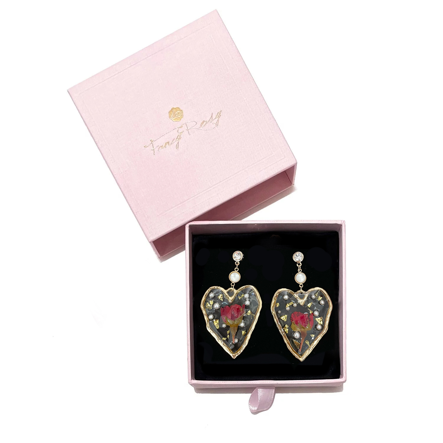 925 Sterling Silver Vintage Flower Pearl Heart Shaped Earings