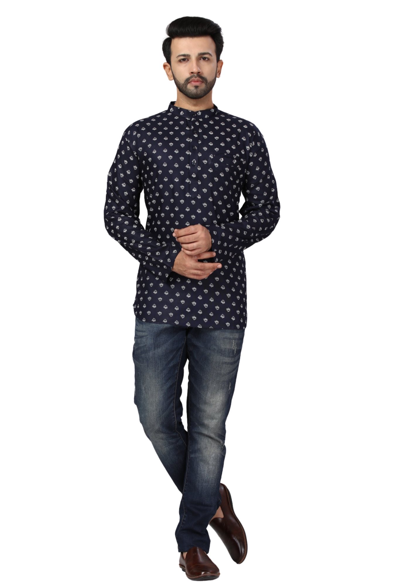 Men Jippa Shirt Blue Black New Design New Arrival Q1576