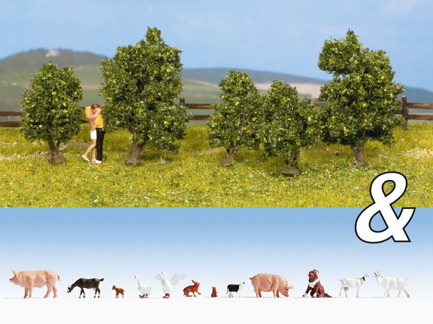 Noch 94004 HO規 農場動物+5棵灌木