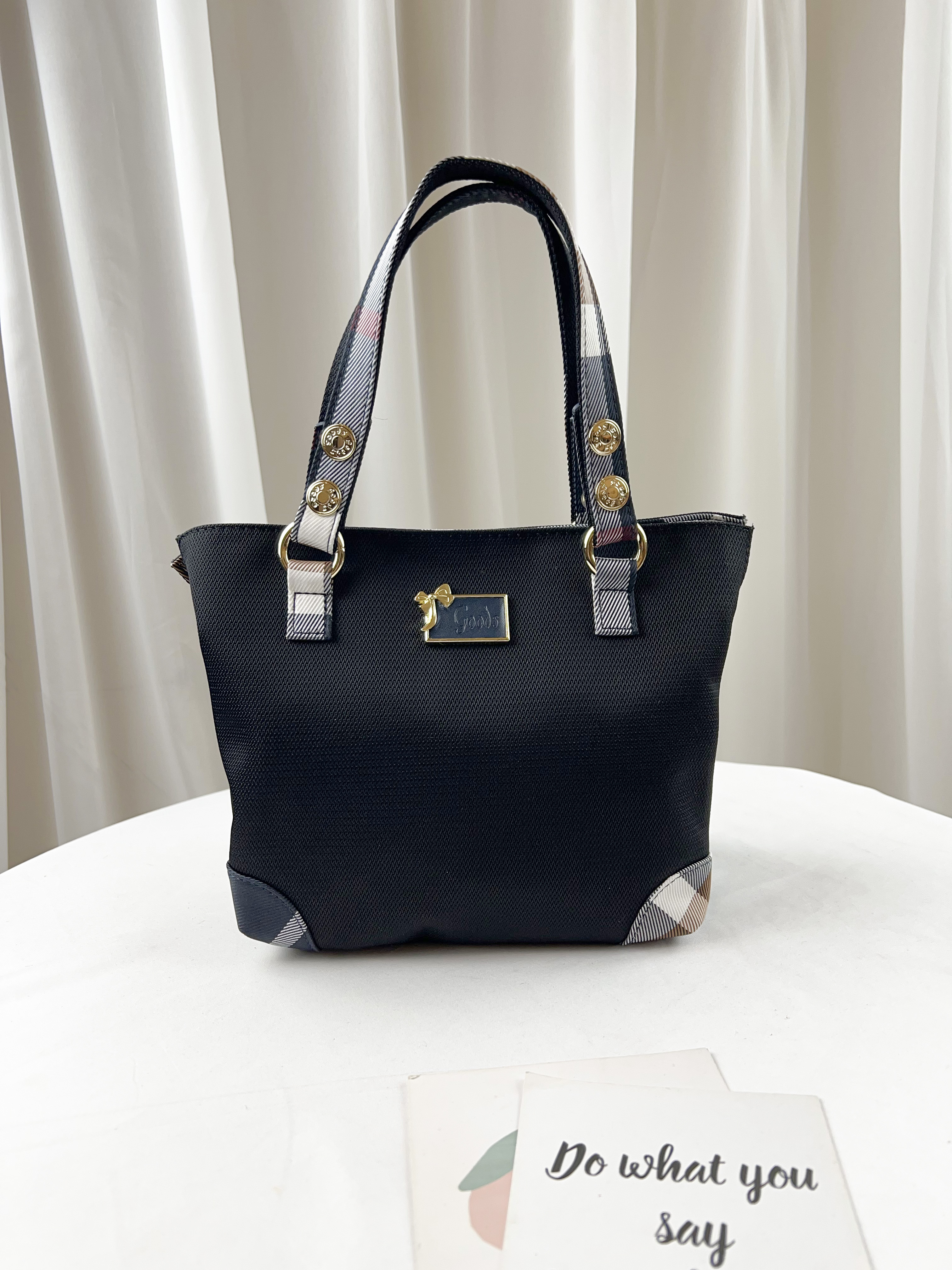 GOODS  大格黑 經典拼色防潑水手提包 / 側背包  #1956