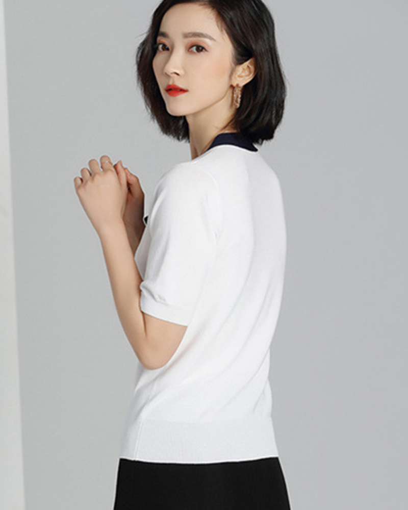 DEER.W 蝴蝶結綁帶涼感針織上衣 白色