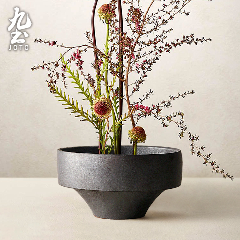 九土禪意手工粗陶插花花器_DER0096