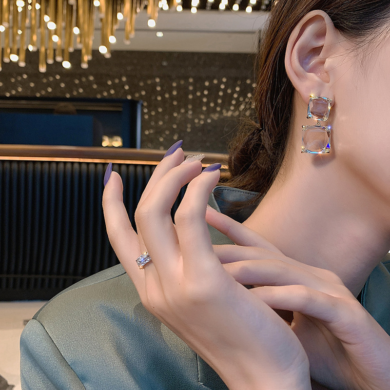 復古方塊水晶耳針