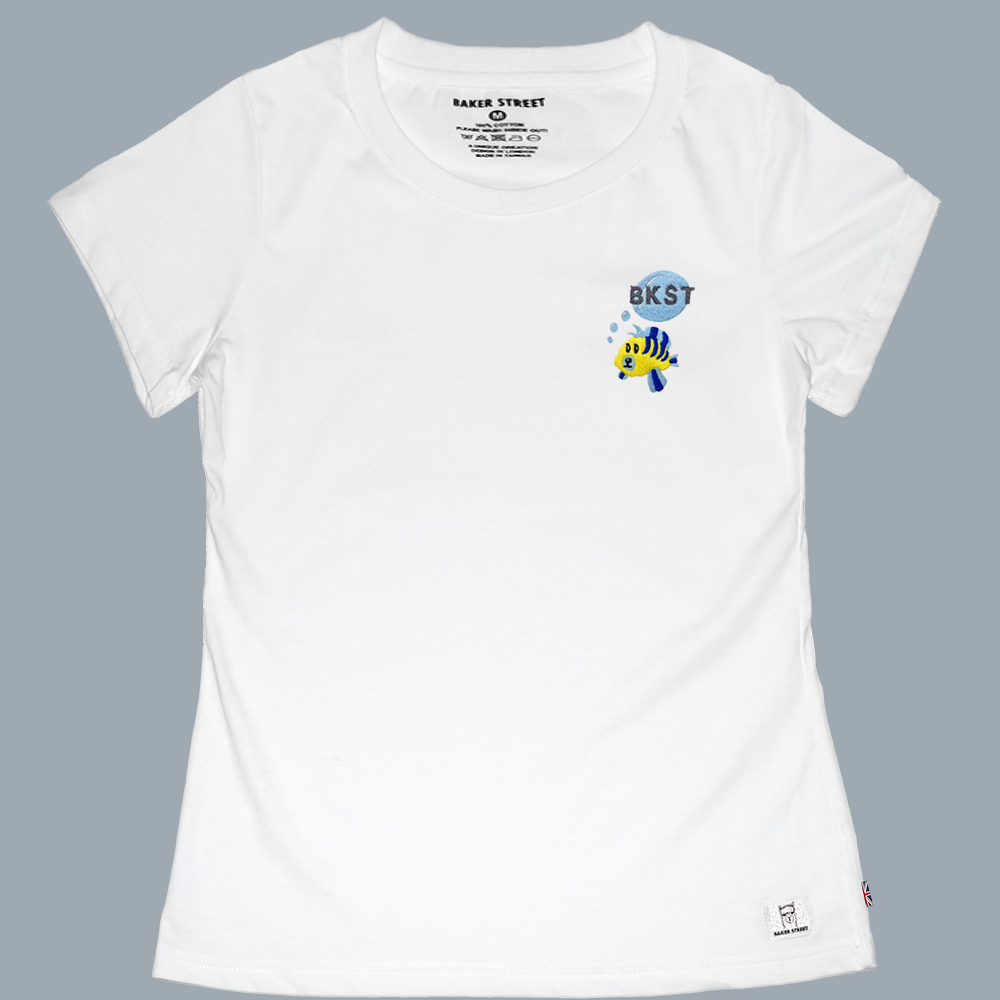 Embroidery-小比目魚 刺繡 女版短袖T恤