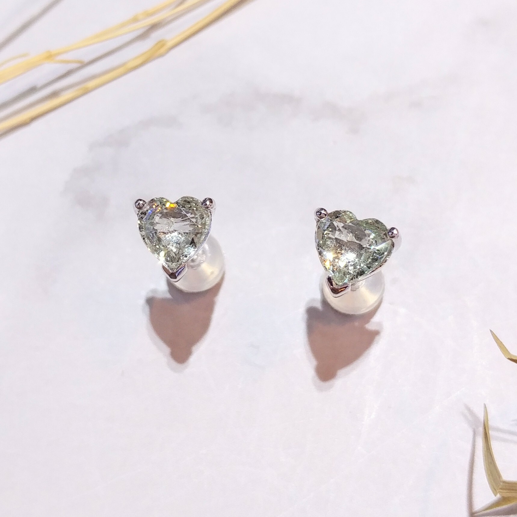 18K White Gold 1.55ct Green Sapphire Earrings