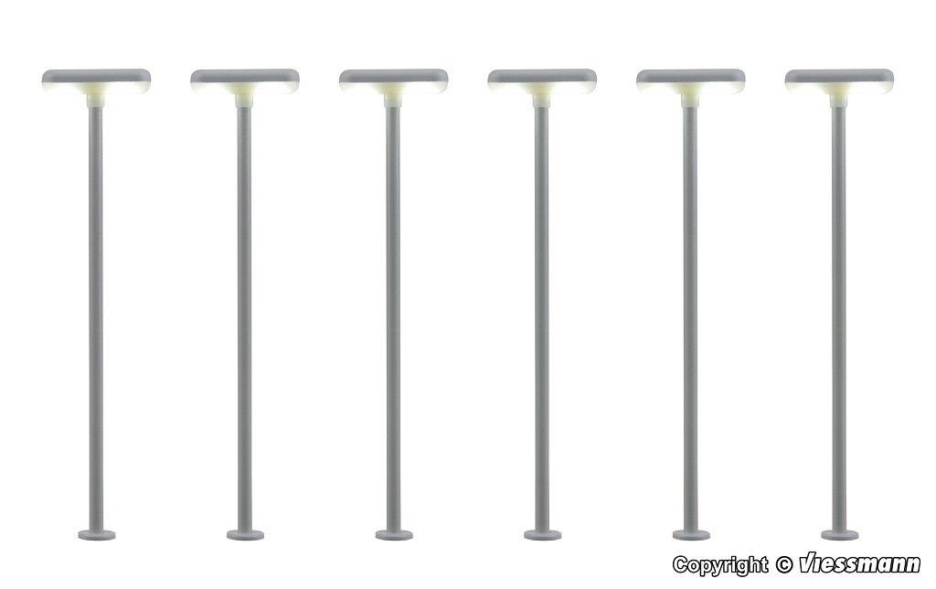 Viessmann 63646 HO規 Platform lamp 平檯路燈.LED白色.6入