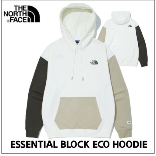 The North Face Essential Block Eco HOODIE 奶茶色拼接帽T