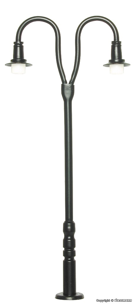 Viessmann 6041 HO規 Platform lamp 平檯雙頭路燈.LED暖白