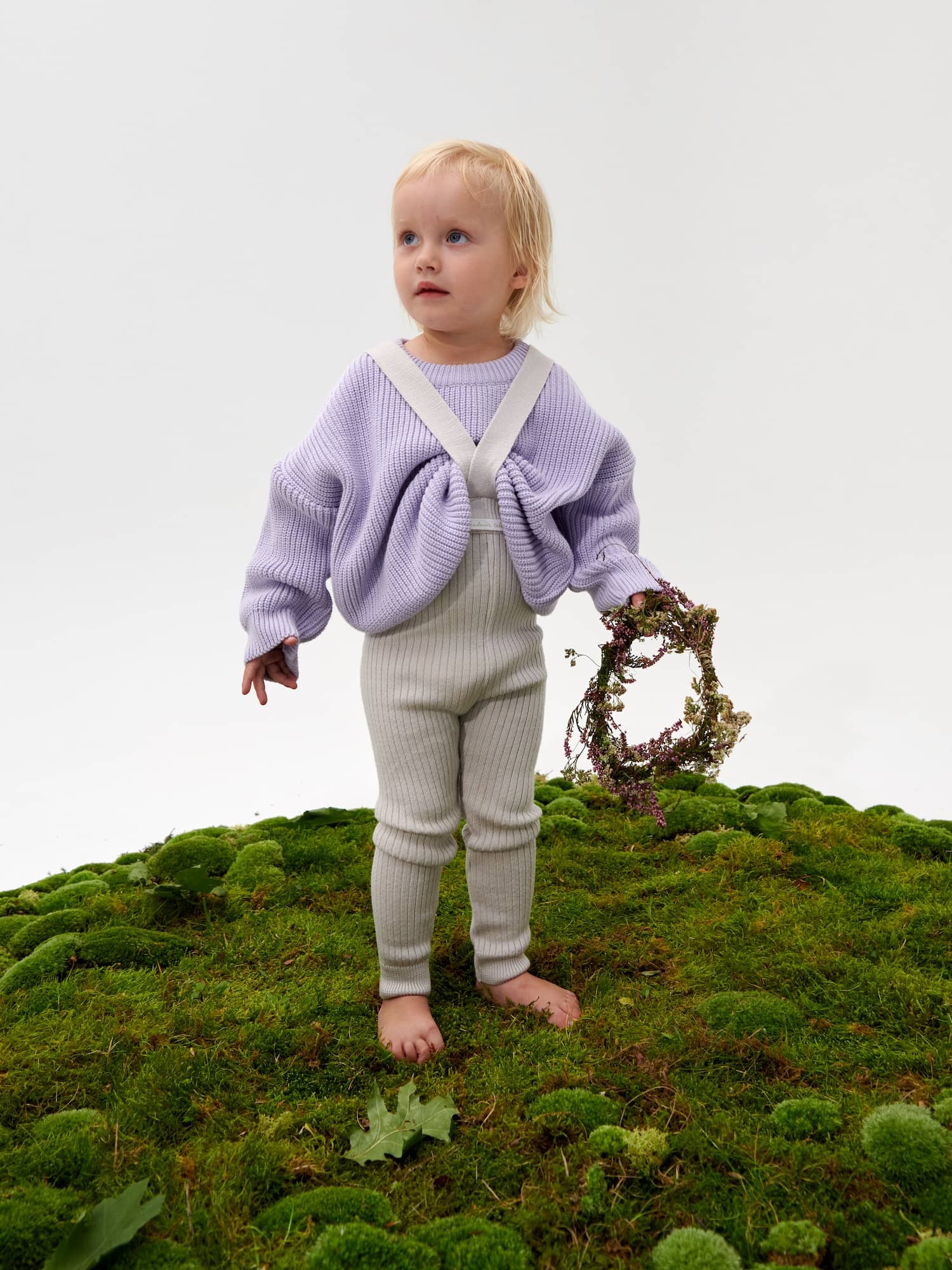 MEADOW'S TALE  美麗諾米灰螺紋吊帶合身褲 Merino leggings – almond