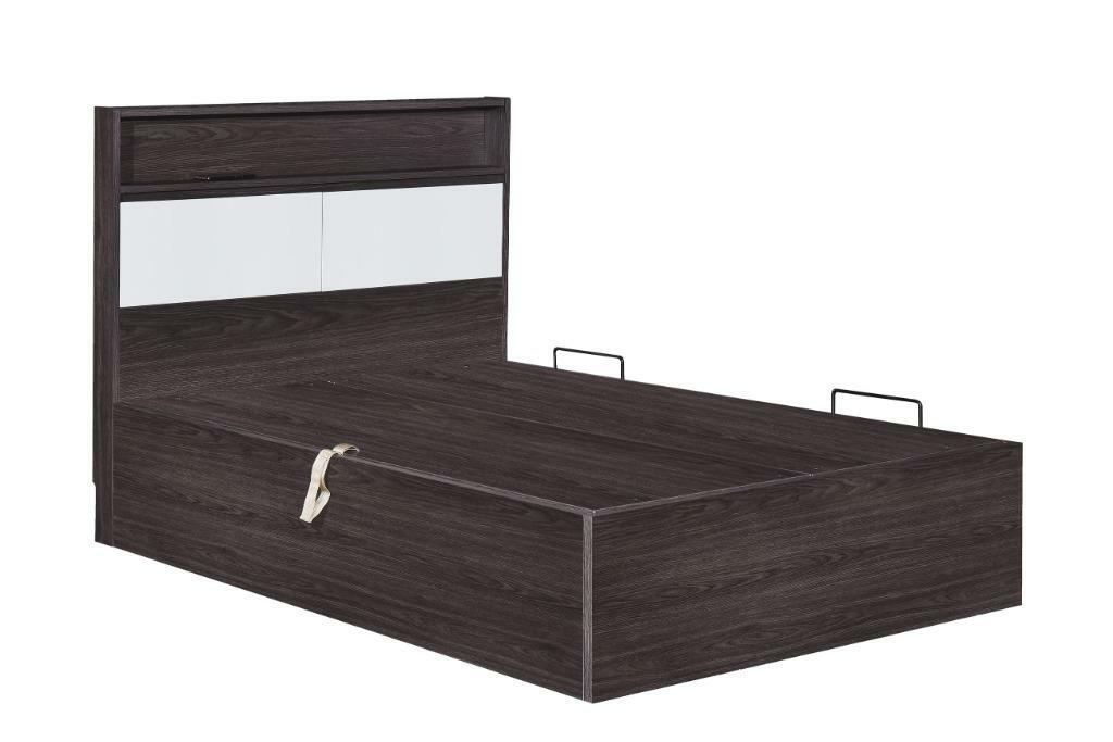 113系列 黑橡木配亮光灰色 儲物床屏油壓床架