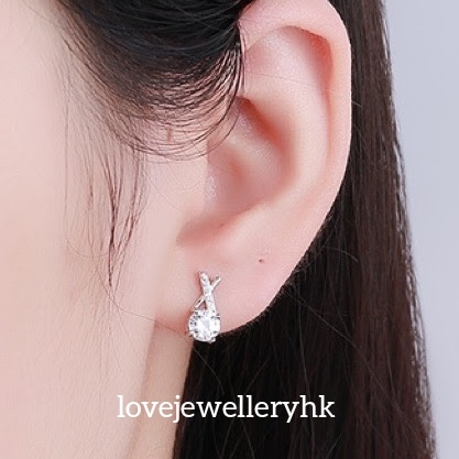 莫桑鑽交叉耳環   E1C018