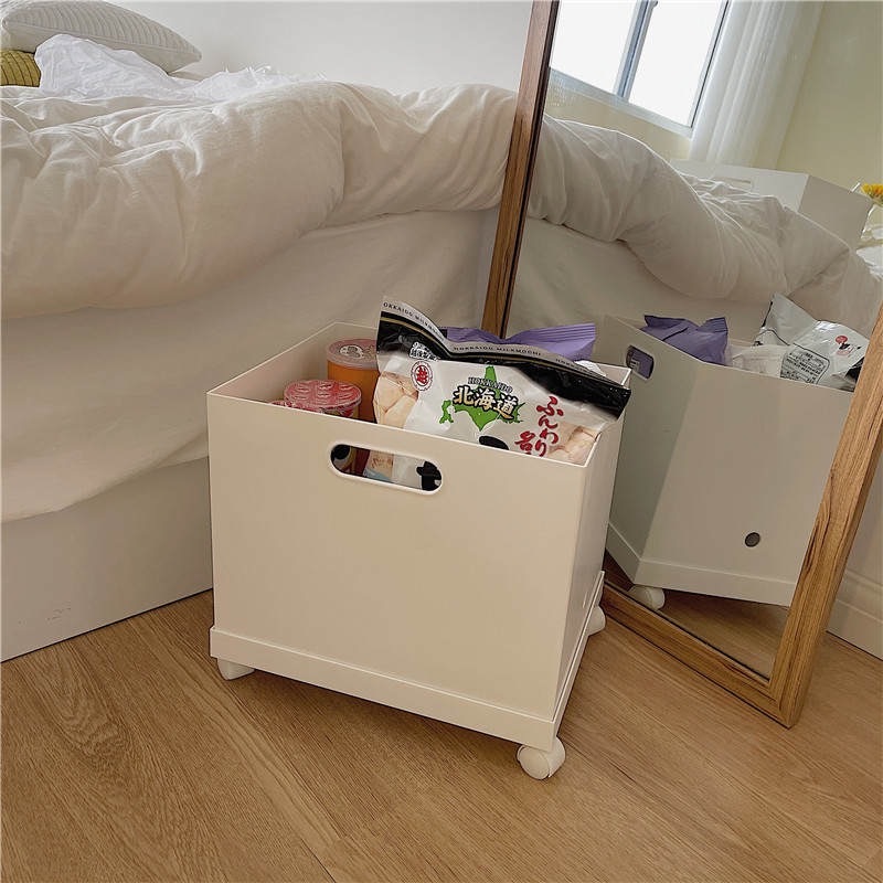 奶油色調推輪滑輪經典收納箱