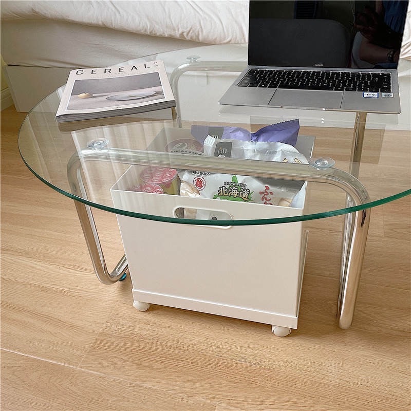 奶油色調推輪滑輪經典收納箱