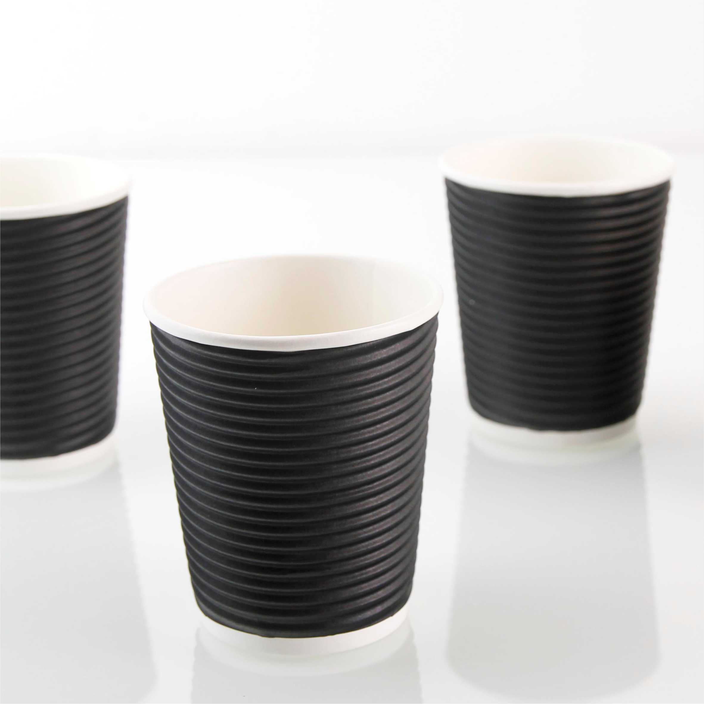 公版瓦楞橫紋杯 8oz 黑色