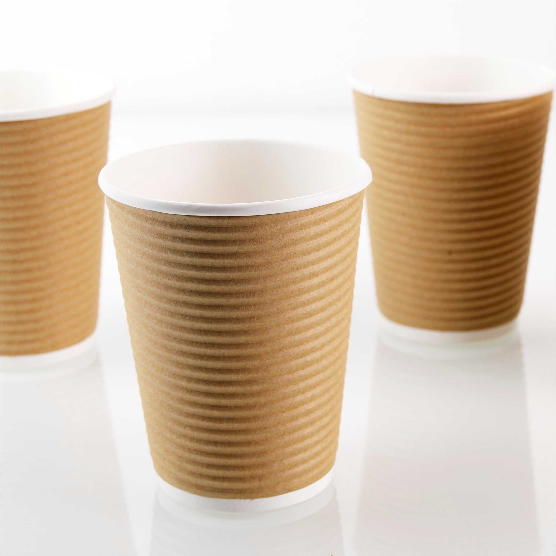 公版瓦楞橫紋杯 12oz 牛皮