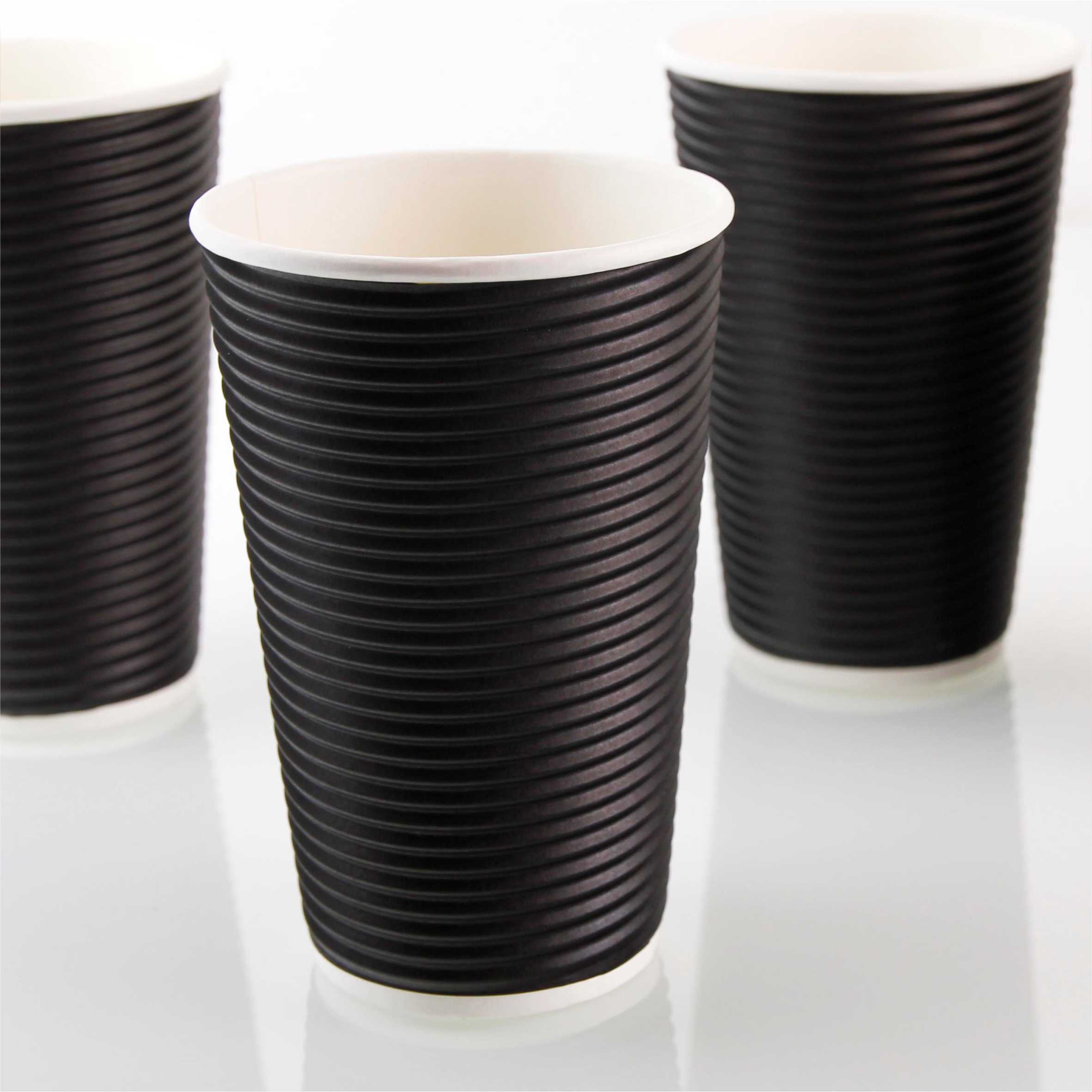 公版瓦楞橫紋杯 16oz 黑色