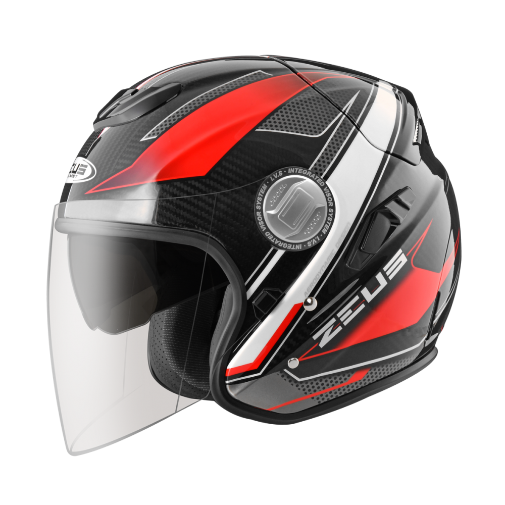 ZEUS ZS 625 天能 FF25 碳纖維/紅 3/4罩