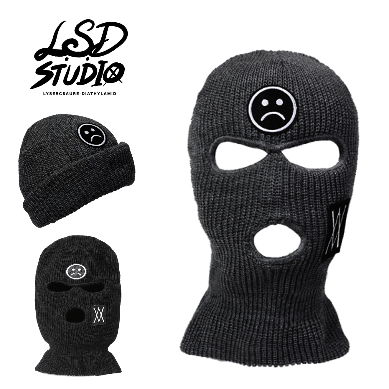 【HTXM002】笑臉惡搞款三孔套頭設計毛帽