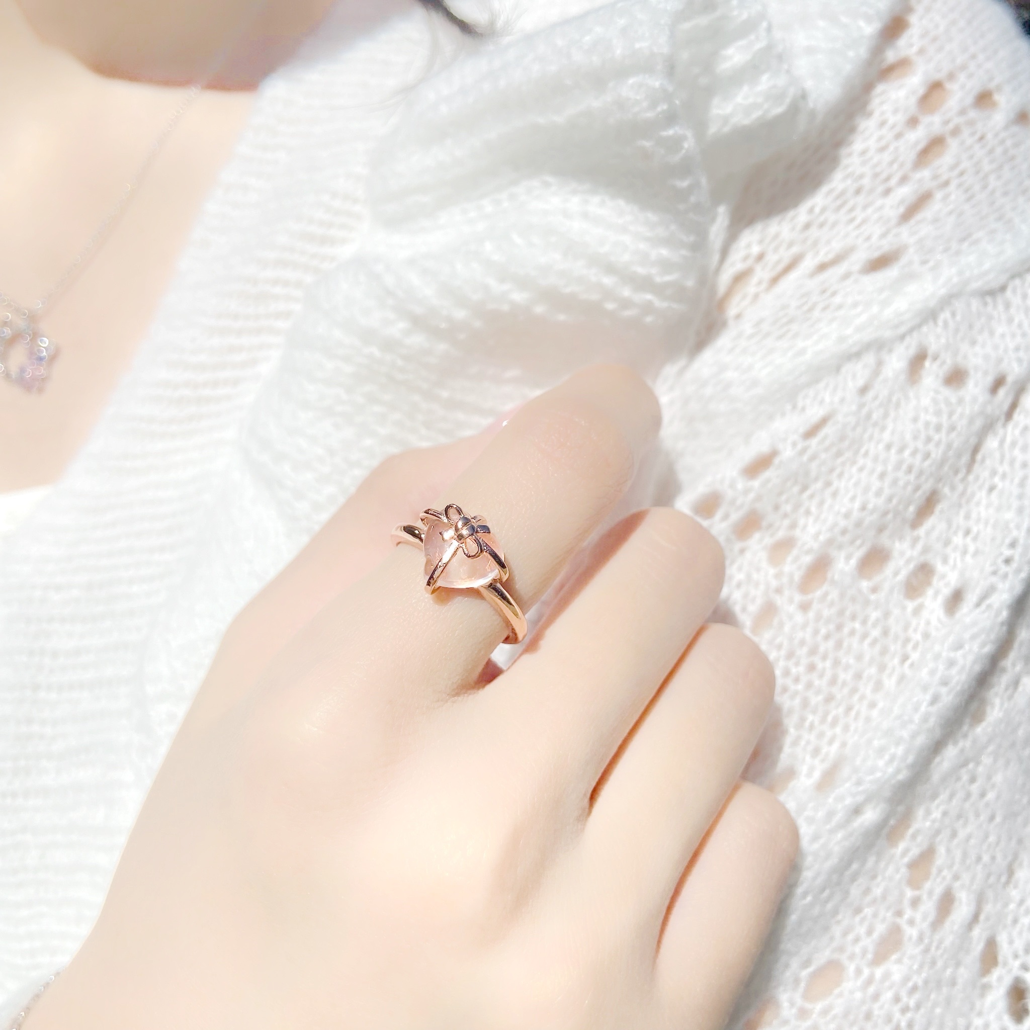 | 925純銀・18k玫瑰金・粉晶 | 心心禮物戒指 | RI0377 |