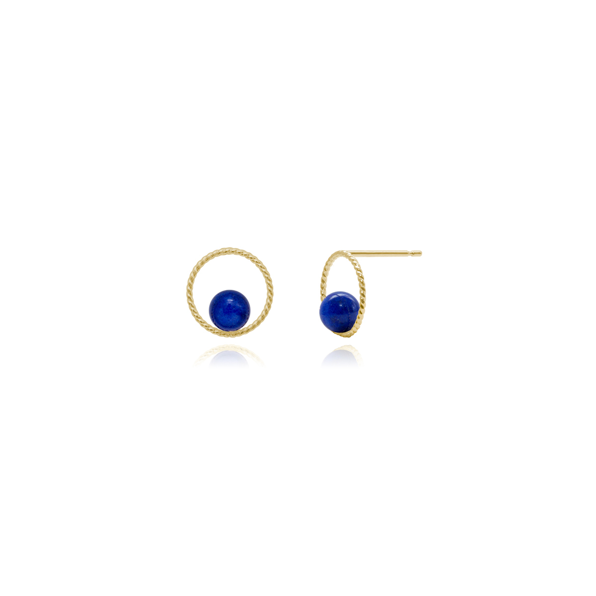 膽小獅（Cowardly Lion） - 10K Lapis Lazuli Earrings