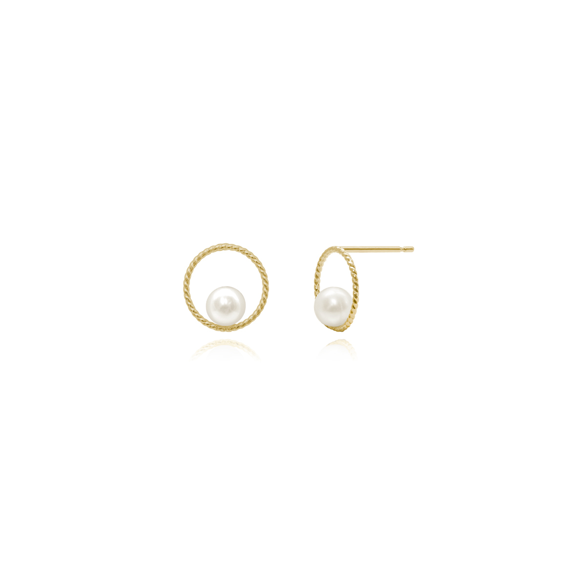 錫樵夫（Tin Woodman） - 10K Pearl Earrings