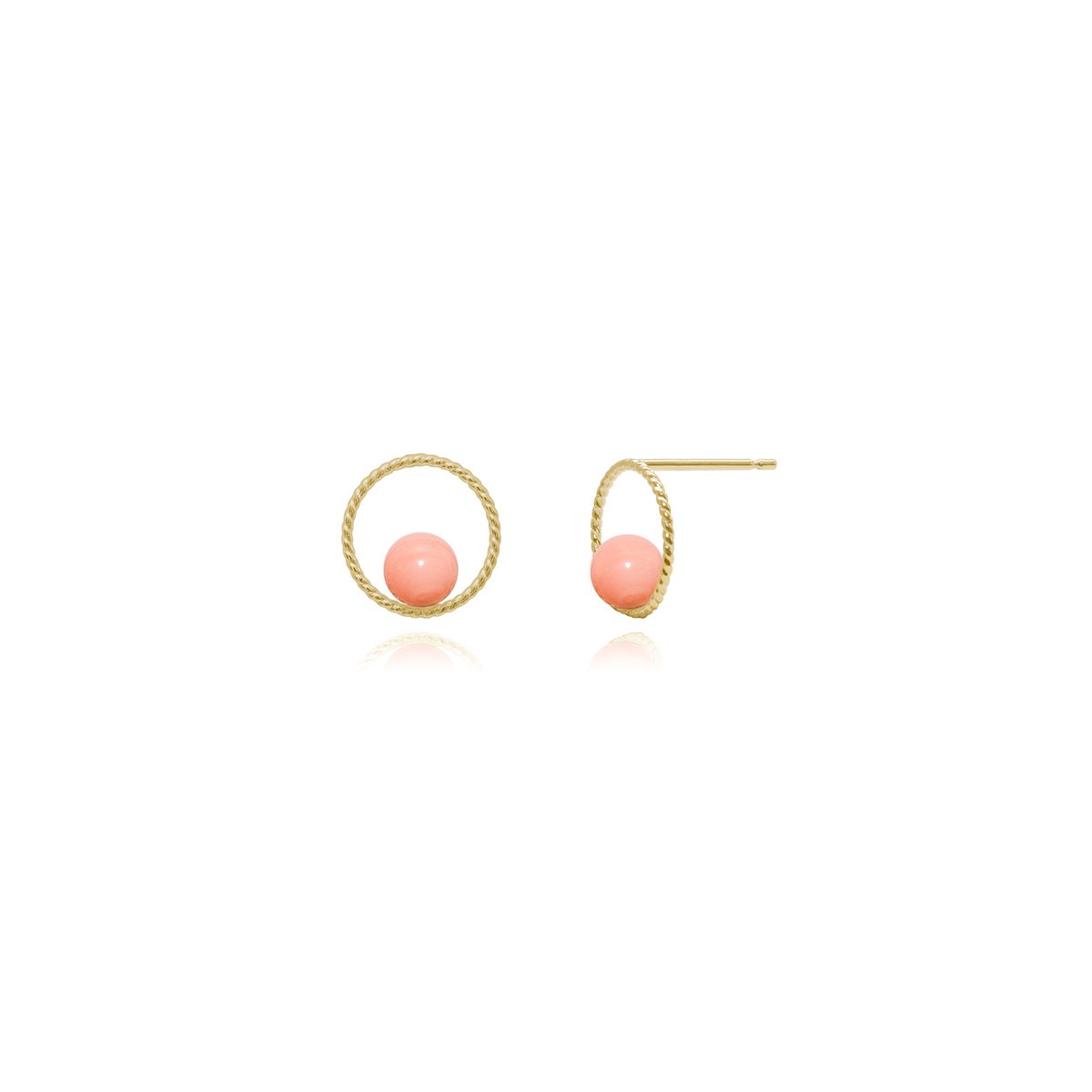 桃樂絲（Dorothy） - 10K Pink Coral Earrings