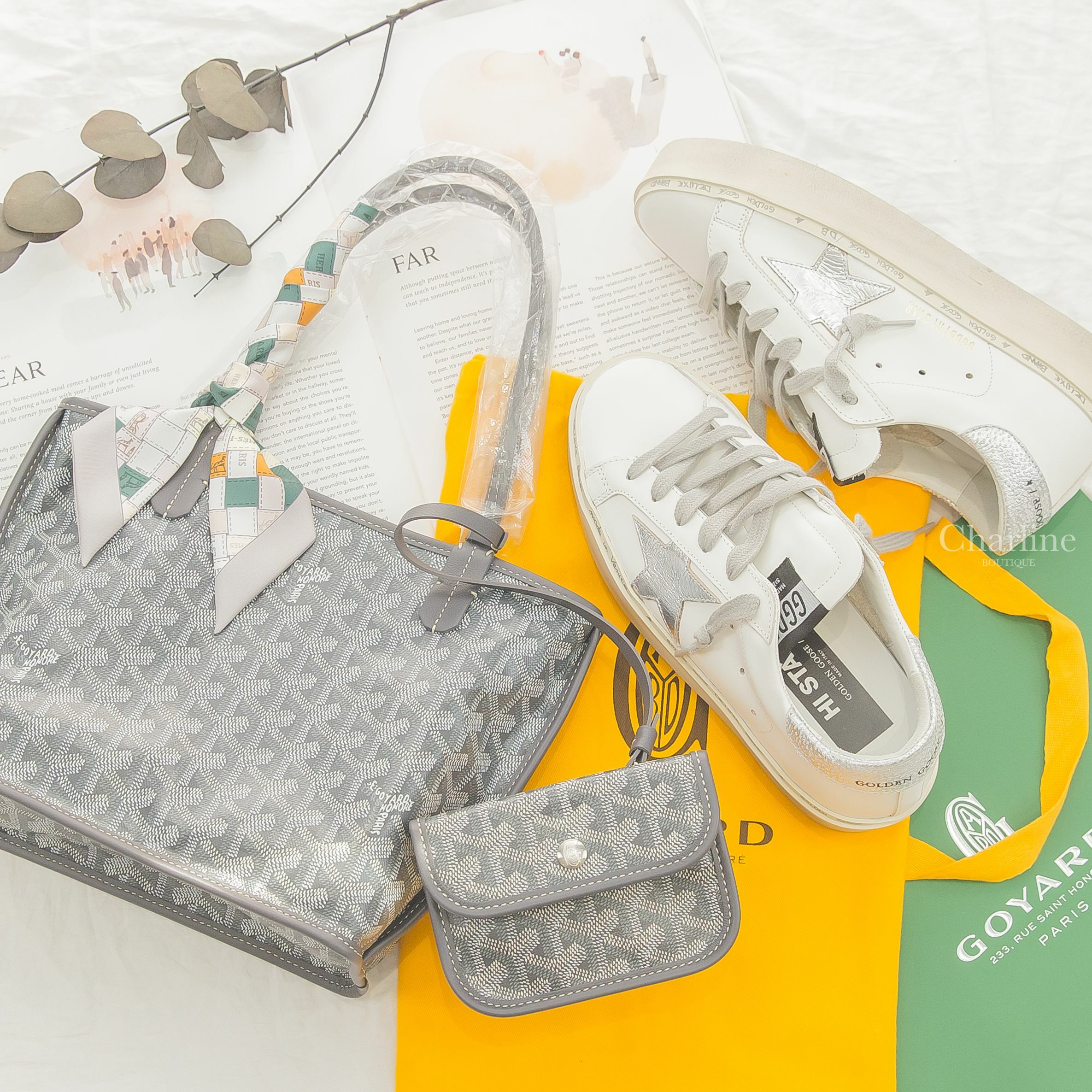 Goyard Sac Anjou Mini Gris Tote Bag 灰色灰提把迷你無拉鍊托特包-Charline Boutique 精品代購