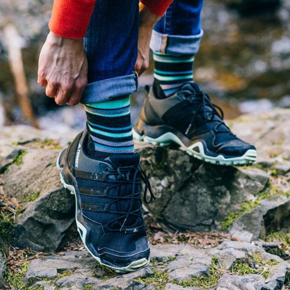 FITS 條紋厚底健行襪-羊毛襪 Medium Hiker Crew Baya - F1015