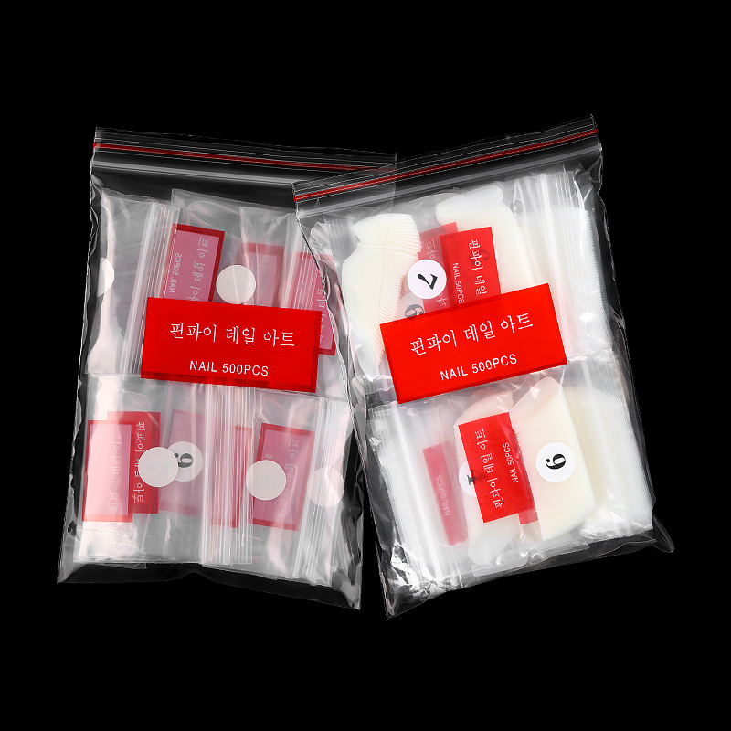 全貼練習甲片 / 方形/橢圓形 / 1包10個尺寸-2色 -500片