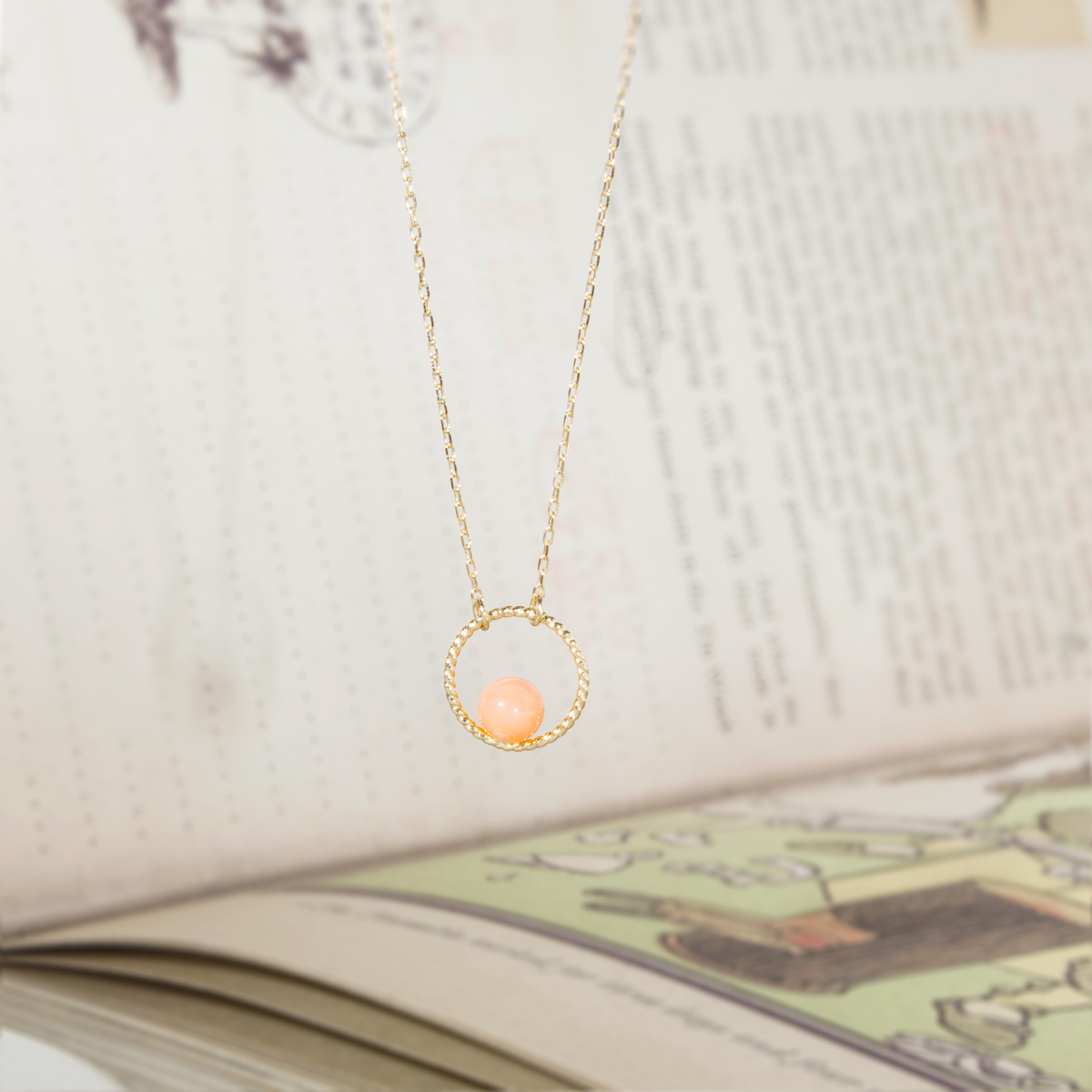 桃樂絲（Dorothy）- 10K Pink Coral Necklace