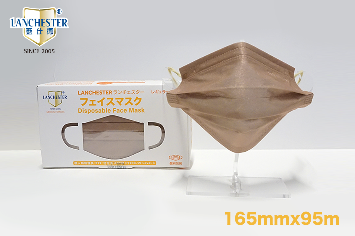 【黑金星光系列】中碼三層ASTM LV3 防護口罩 杏仁色二十片 獨立包裝 (多項證書認證/信心保證)