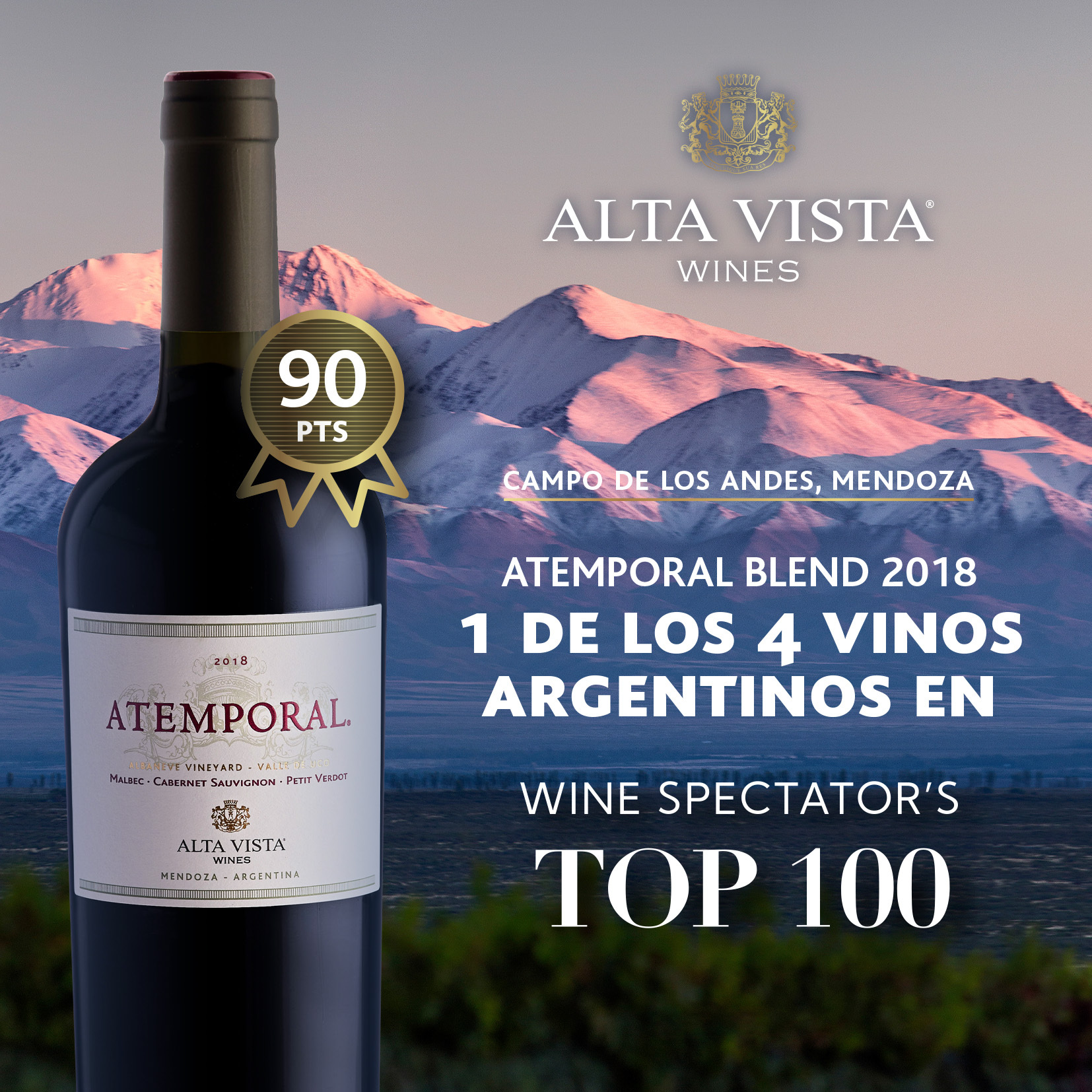 (JS92) Alta Vista Atemporal Blend 2018 阿根廷阿爾塔維斯塔 永結混釀紅酒 750ml (6支裝)  [7798057481585_2018-6]