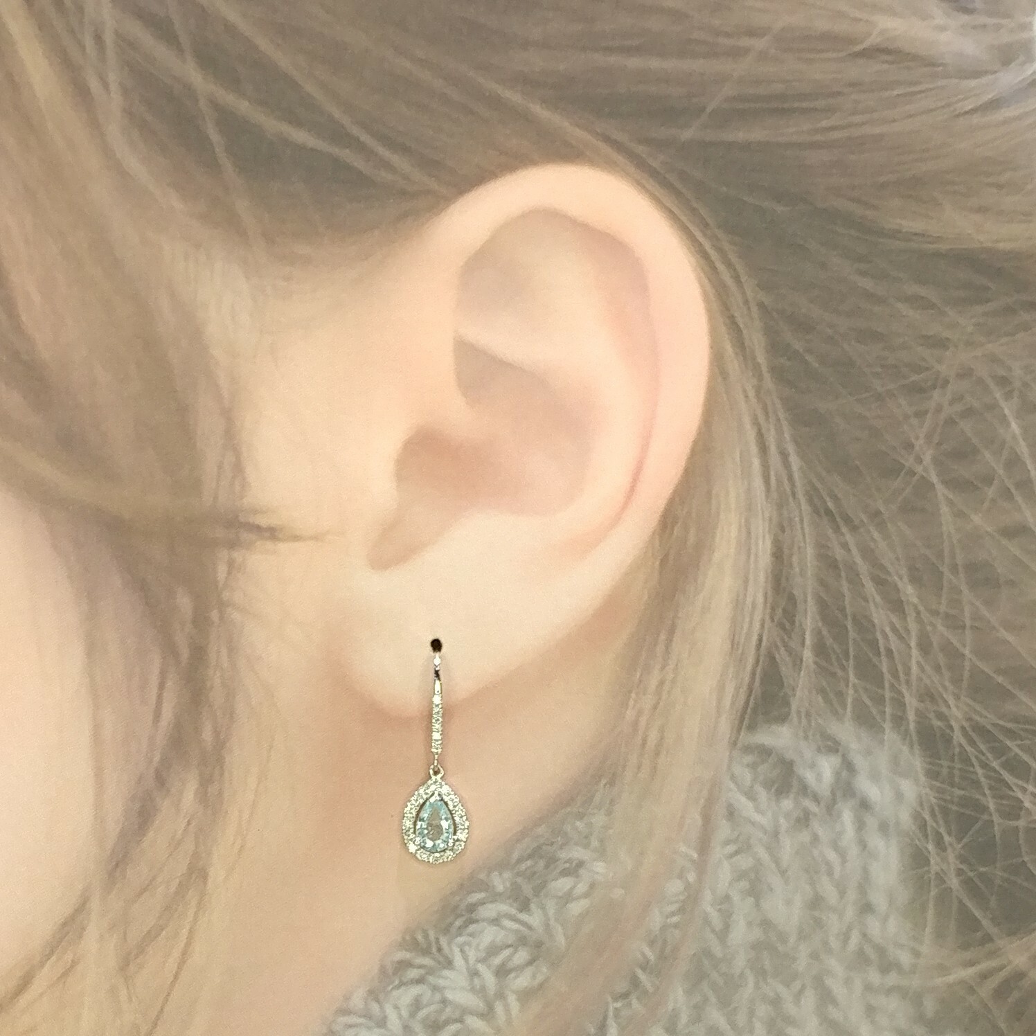 18K White Gold 0.73ct Paraiba and Diamond Drop Earrings