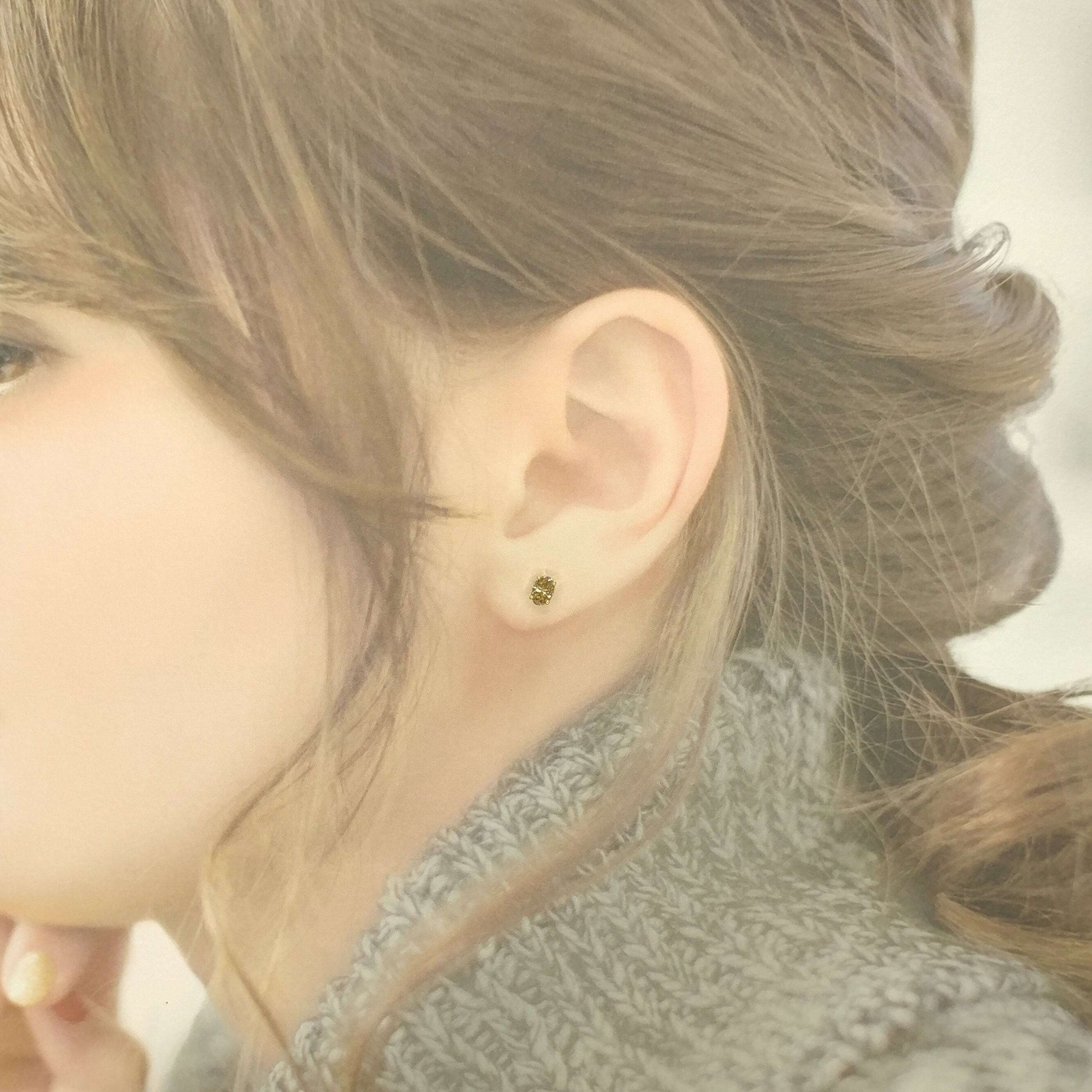 全新18K黃金【主石63份香檳鑽】耳環