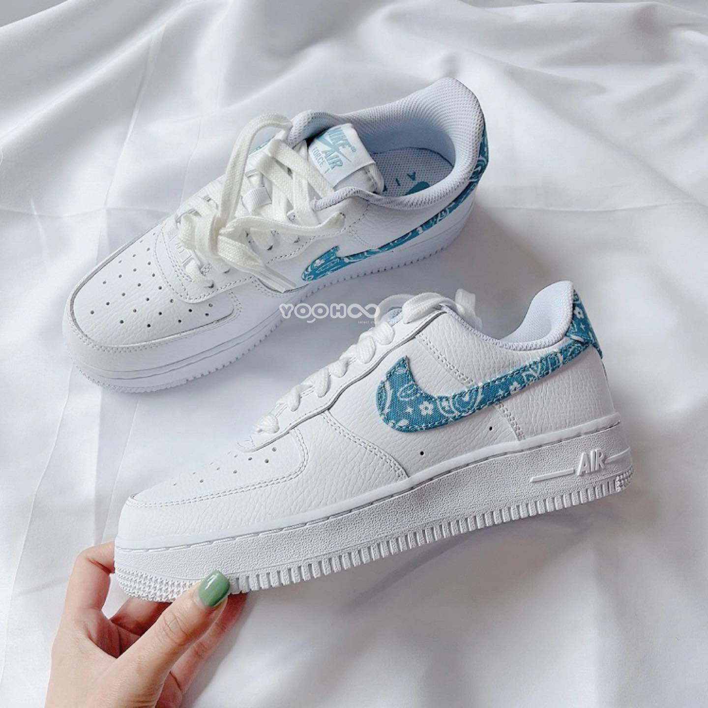 特價現貨┃女鞋 NIKE AIR FORCE 1 變形蟲 腰果花 水藍 DH4406-100