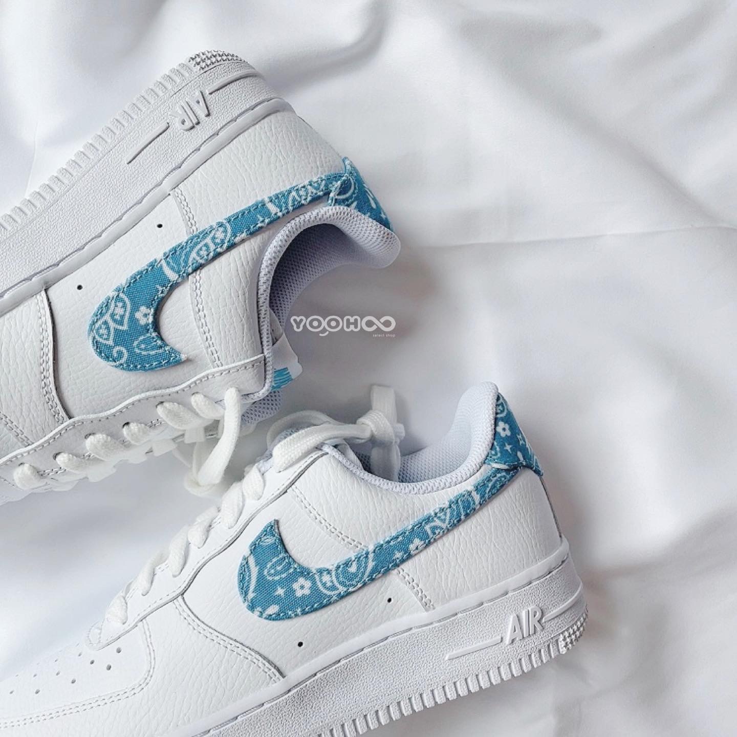 特價現貨┃女鞋 NIKE AIR FORCE 1 變形蟲 腰果花 水藍 DH4406-100