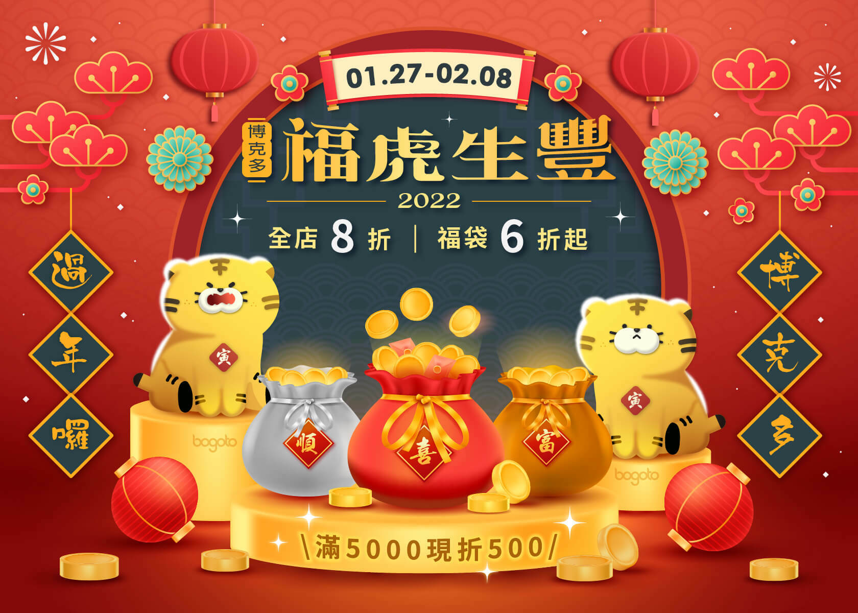 2022博克多福虎生豐-全店8折，福袋6折起，滿5000現折500