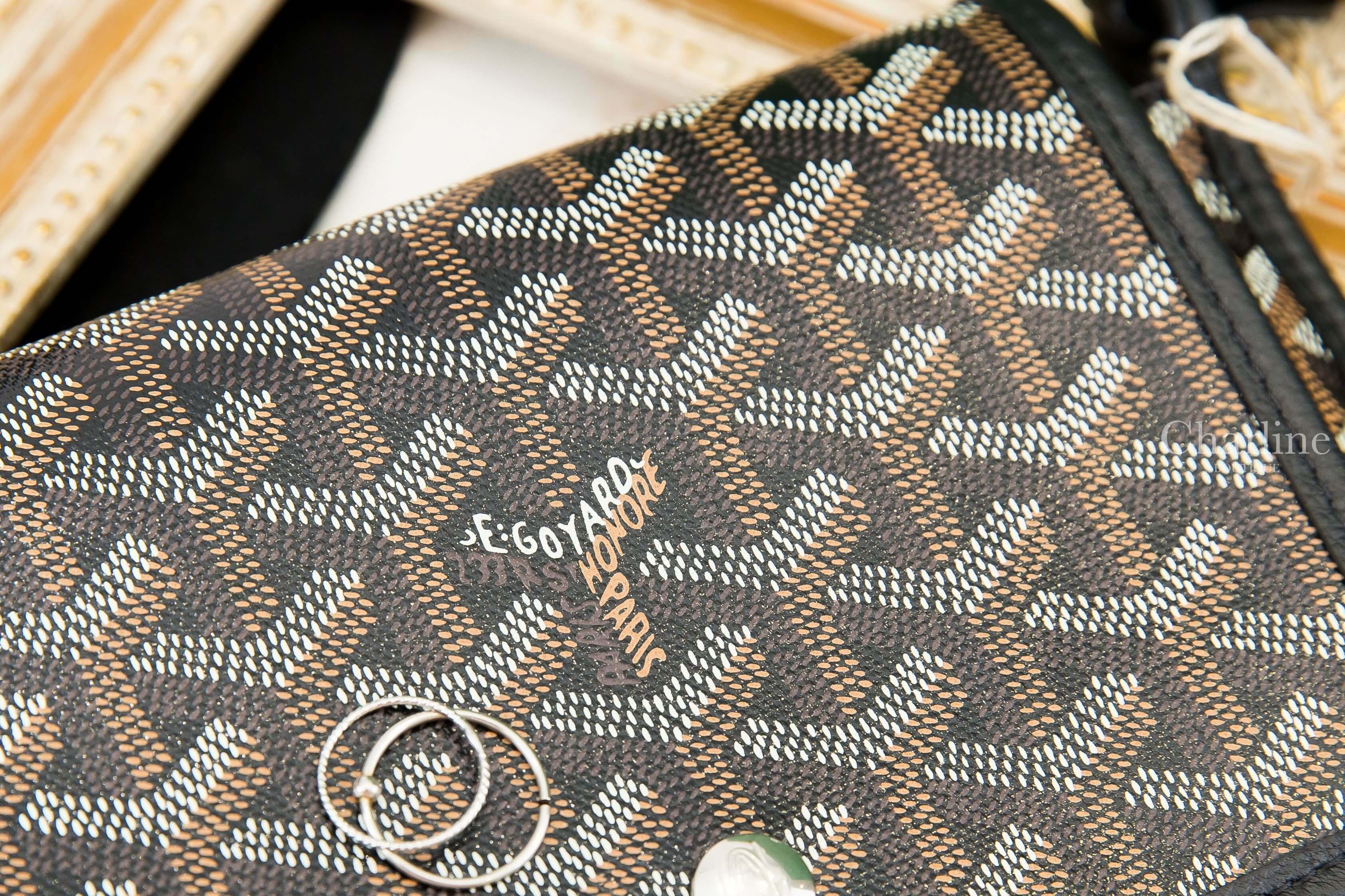 Goyard Plumet Pocket Wallet 黑色帆布小牛皮肩背包