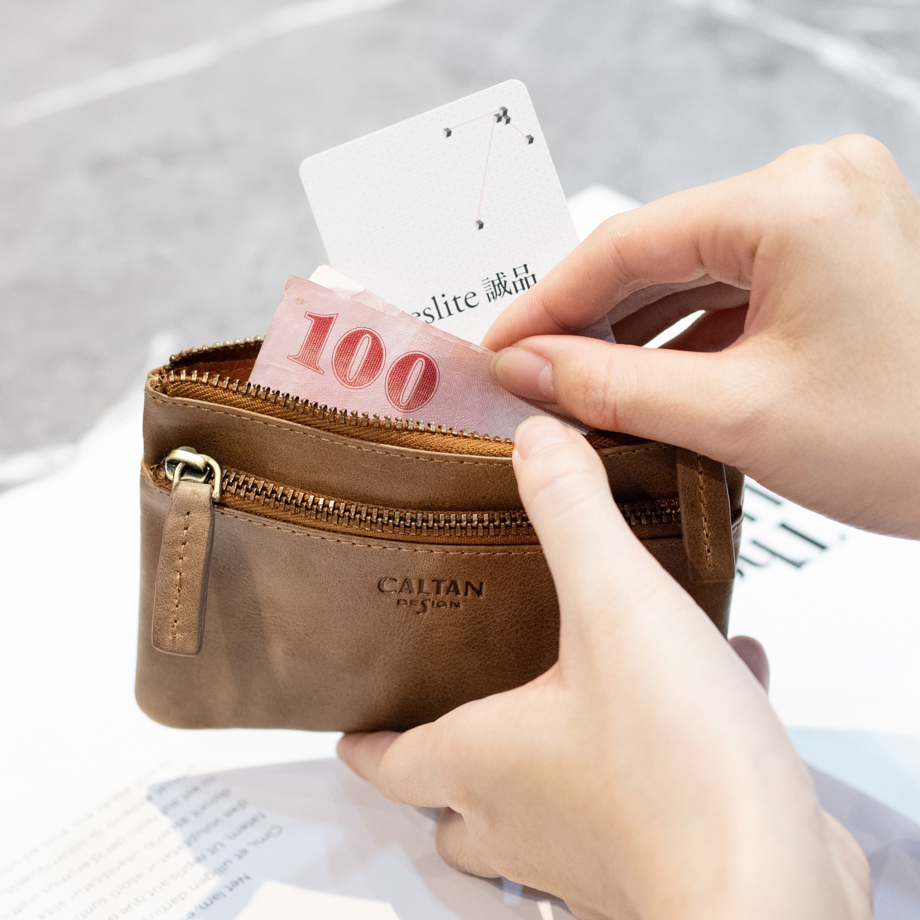 真皮兩層零錢包-五色(075073)