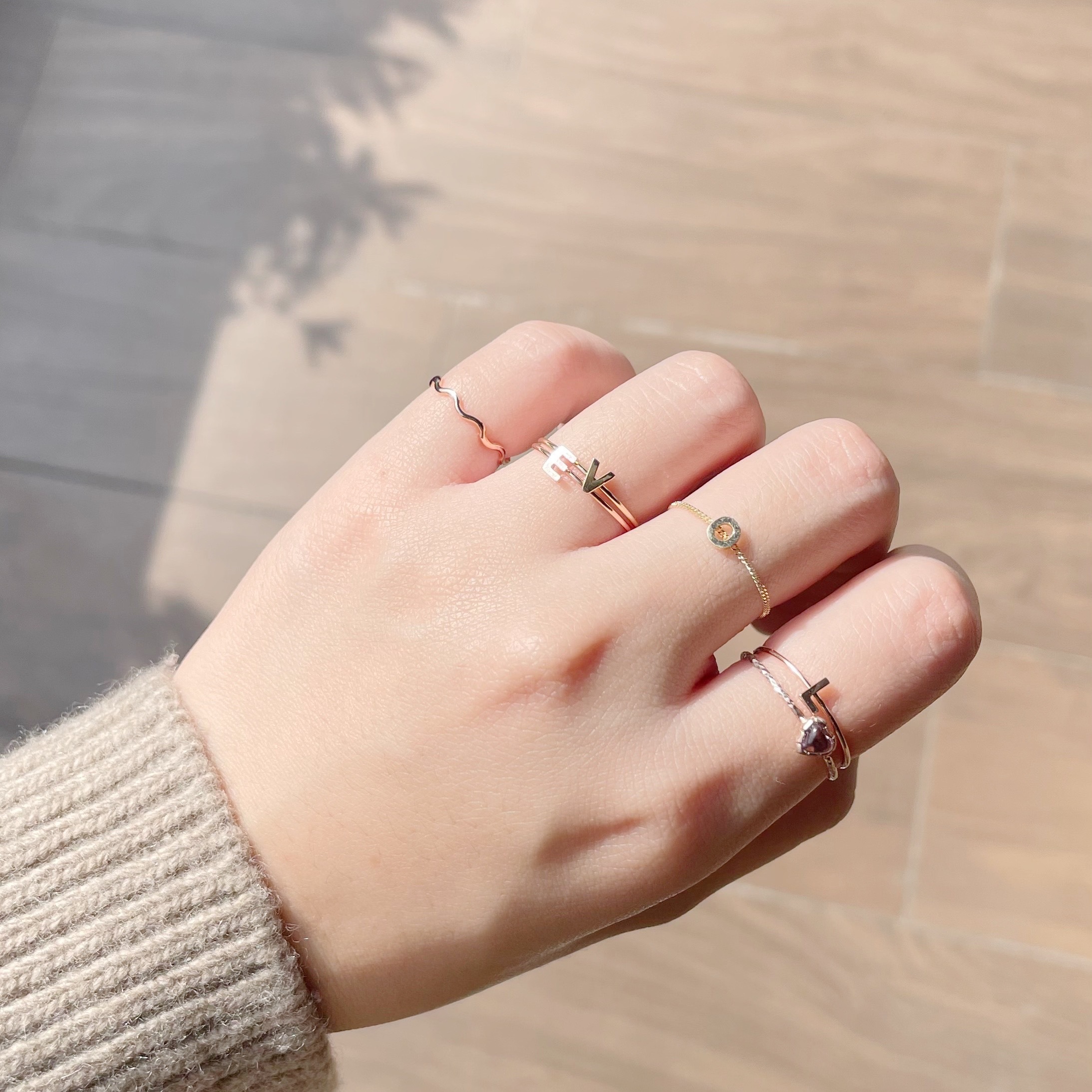 14K純金 字母戒指