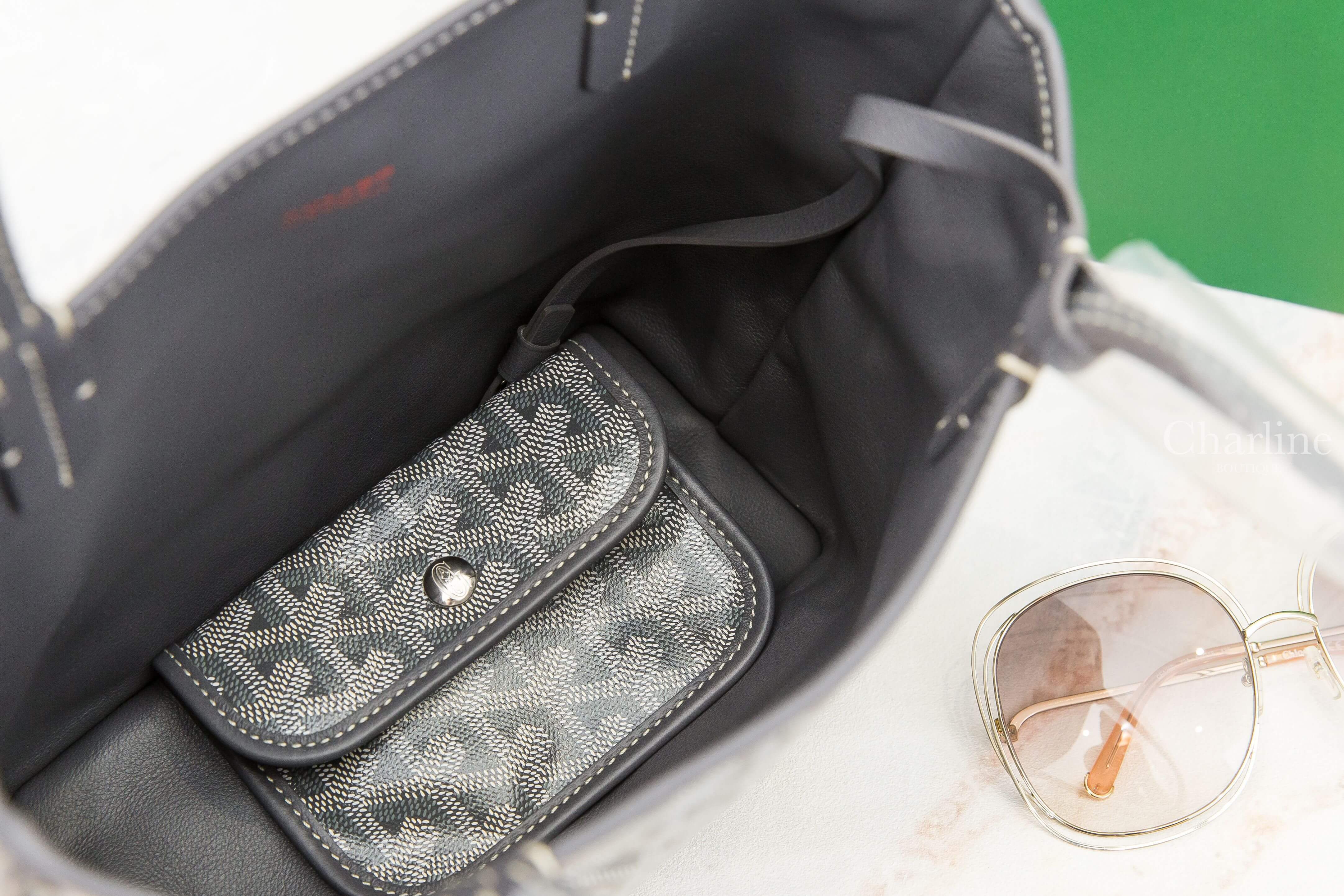 Goyard Sac Anjou Mini Gris Tote Bag 灰色灰提把迷你無拉鍊托特包-Charline Boutique 精品代購