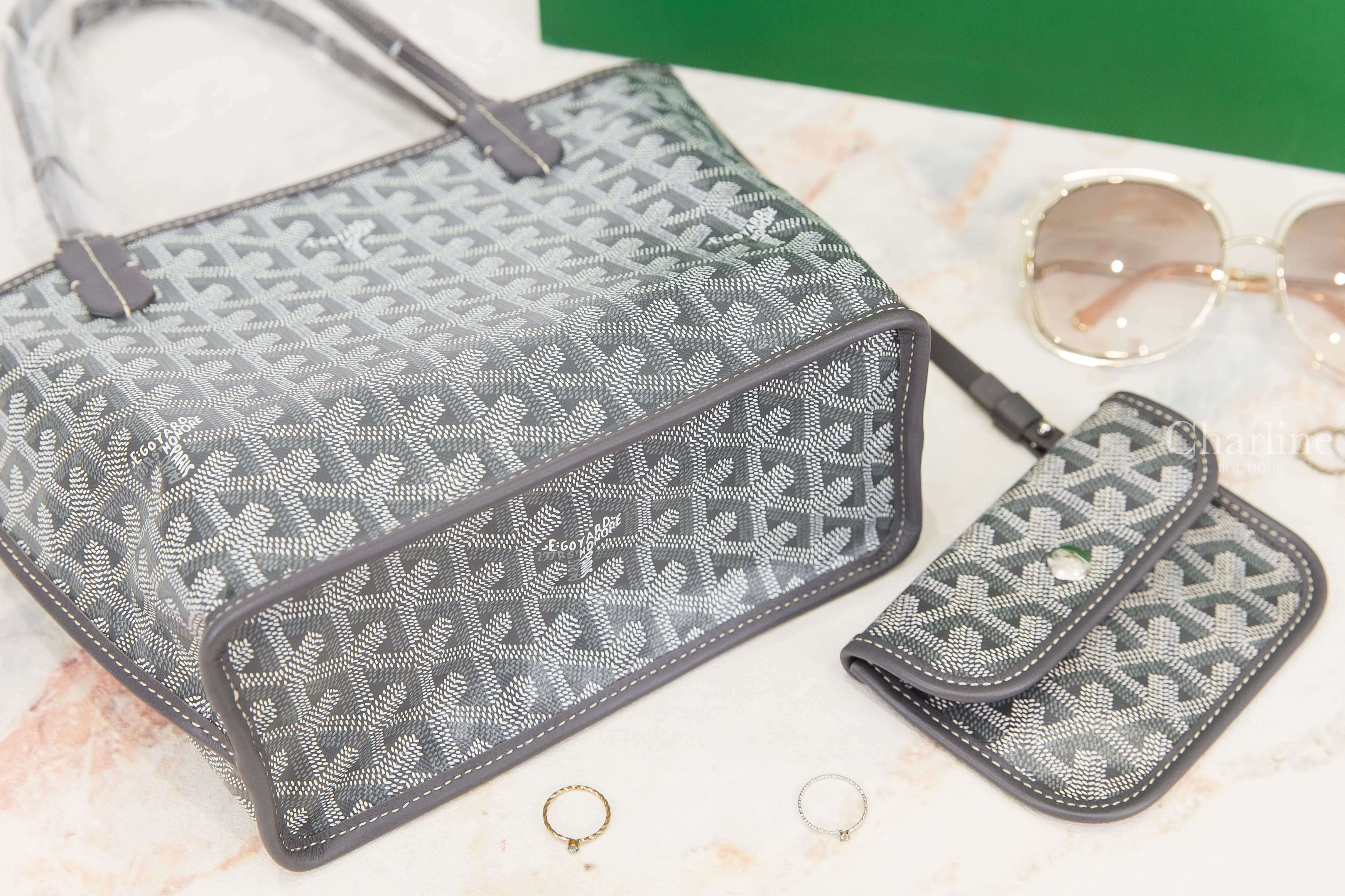 Goyard Sac Anjou Mini Gris Tote Bag 灰色灰提把迷你無拉鍊托特包-Charline Boutique 精品代購