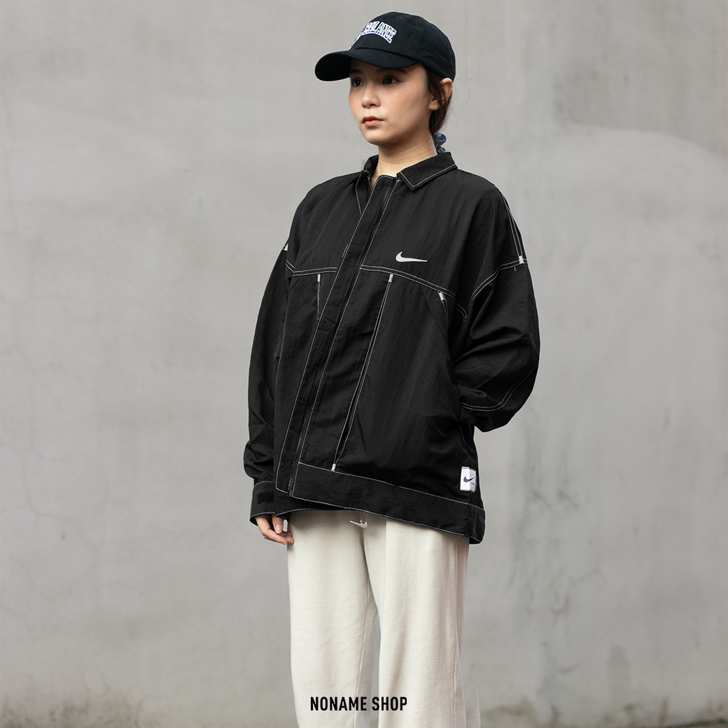 NIKE NSW Swoosh 小勾 車縫線 咬標 夾克 黑