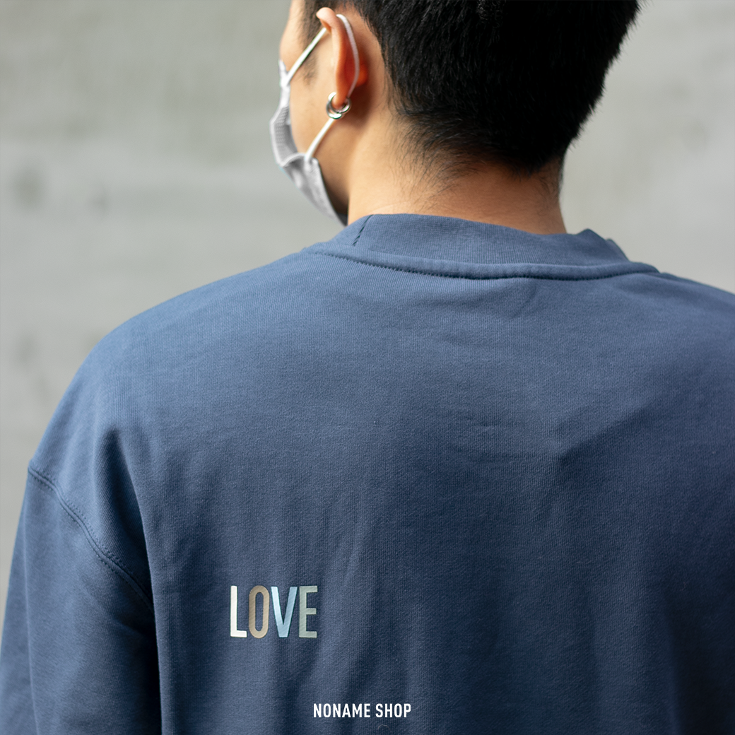 NIKE NSW Crew 刺繡 字勾 Love 大學Tee 海軍藍