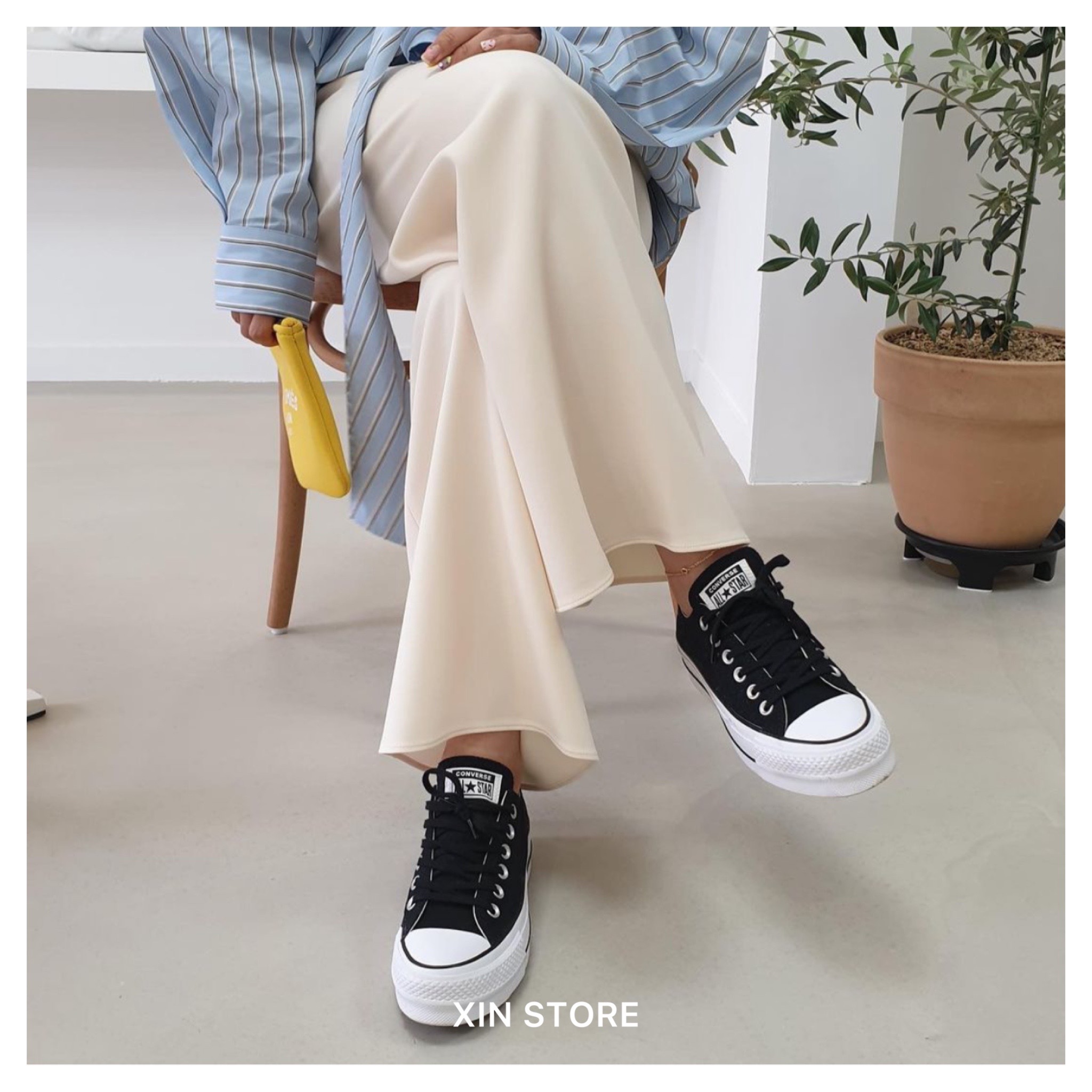 【現貨】Converse All Star Lift OX White 厚底 帆布鞋 黑 白