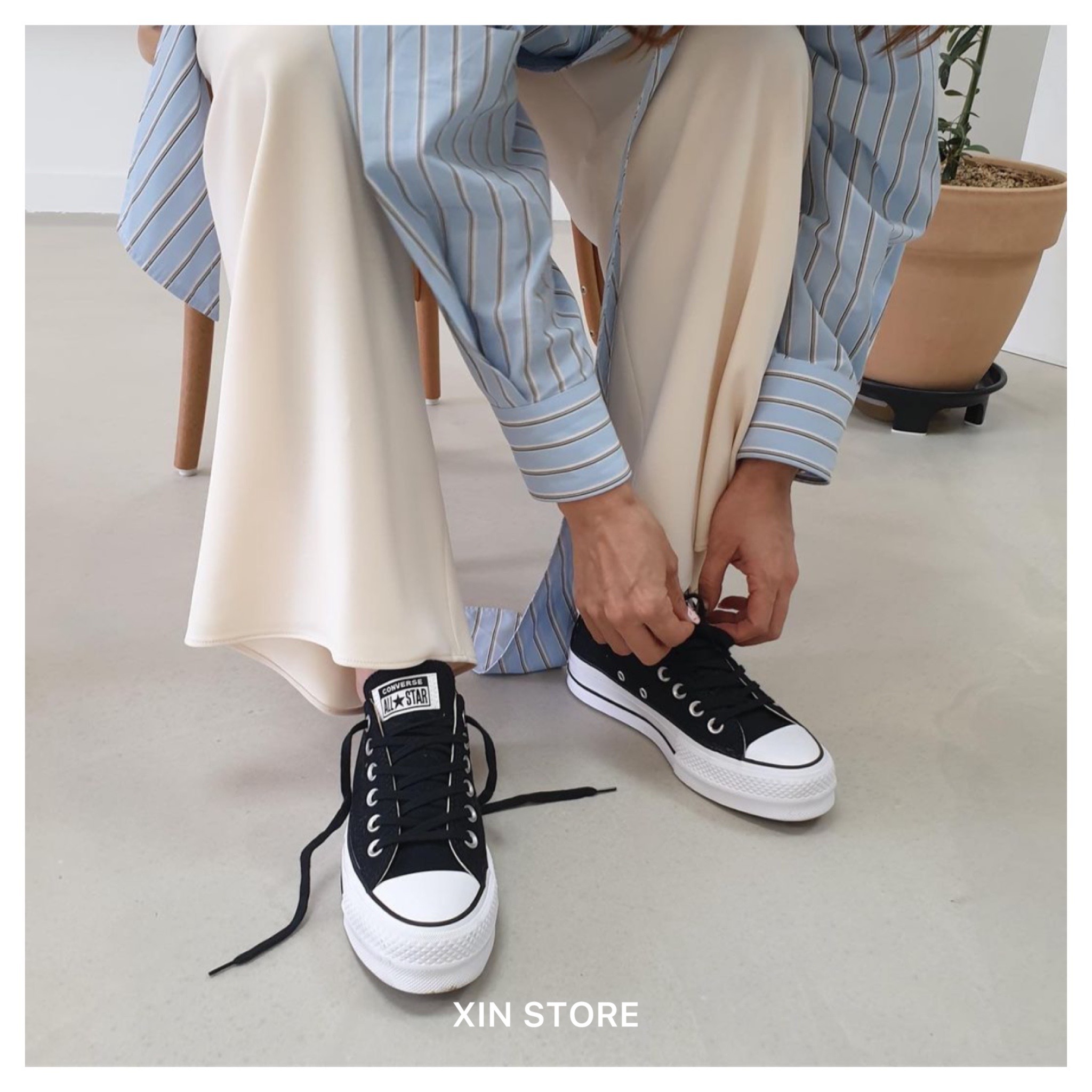 【現貨】Converse All Star Lift OX White 厚底 帆布鞋 黑 白