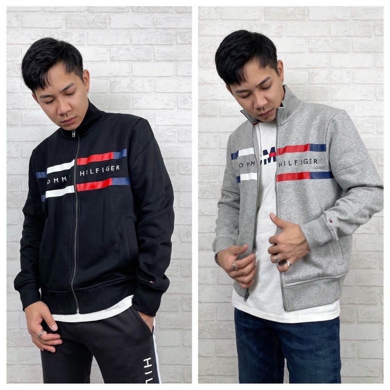 Tommy Hilfiger 紅白橫條字母 立領外套