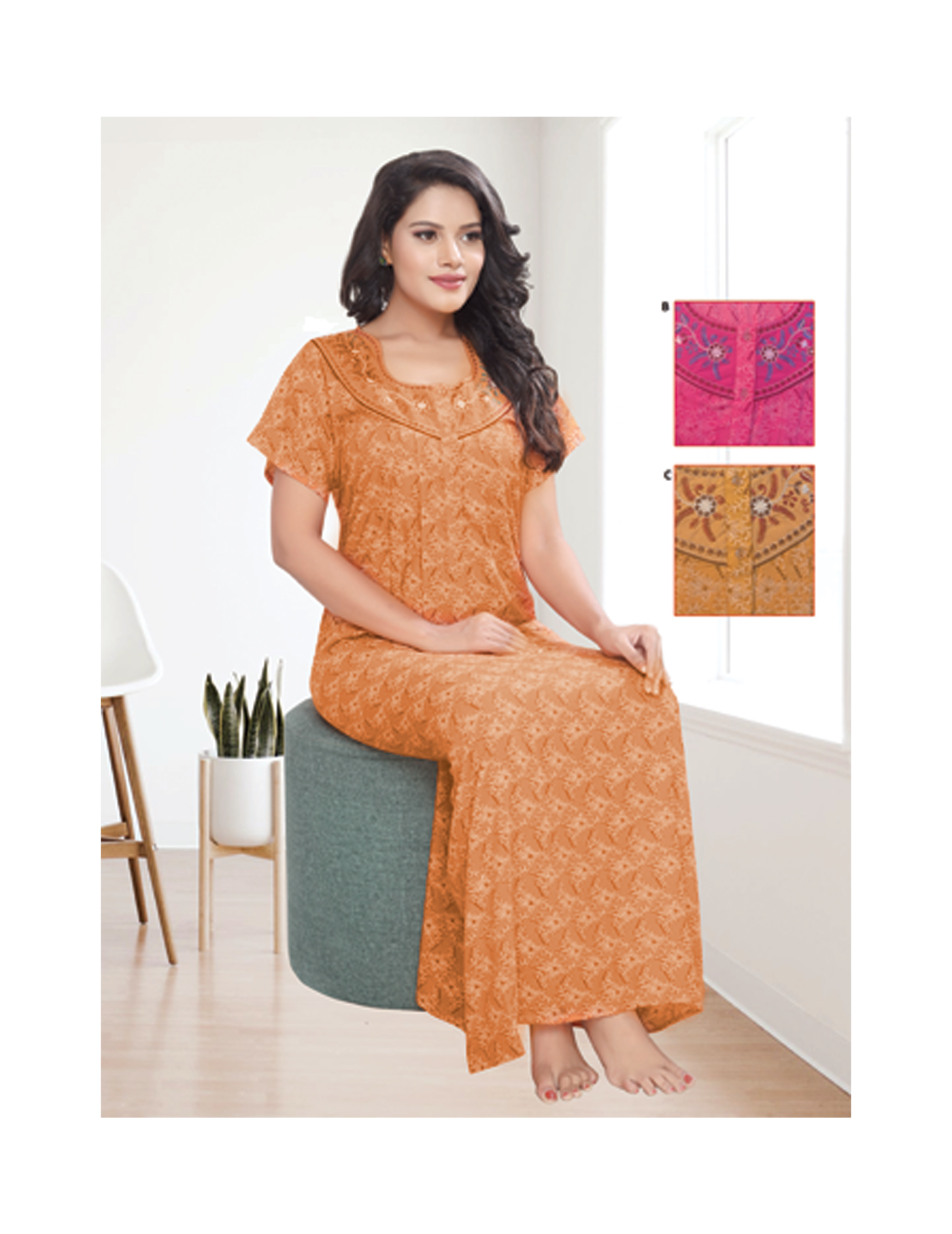 Exclusive Housecoat Women Printed Cotton Design/ Hand Washable Long Maxi Night Housecoat Sleep wear/Comfy Cotton Wear A0005A