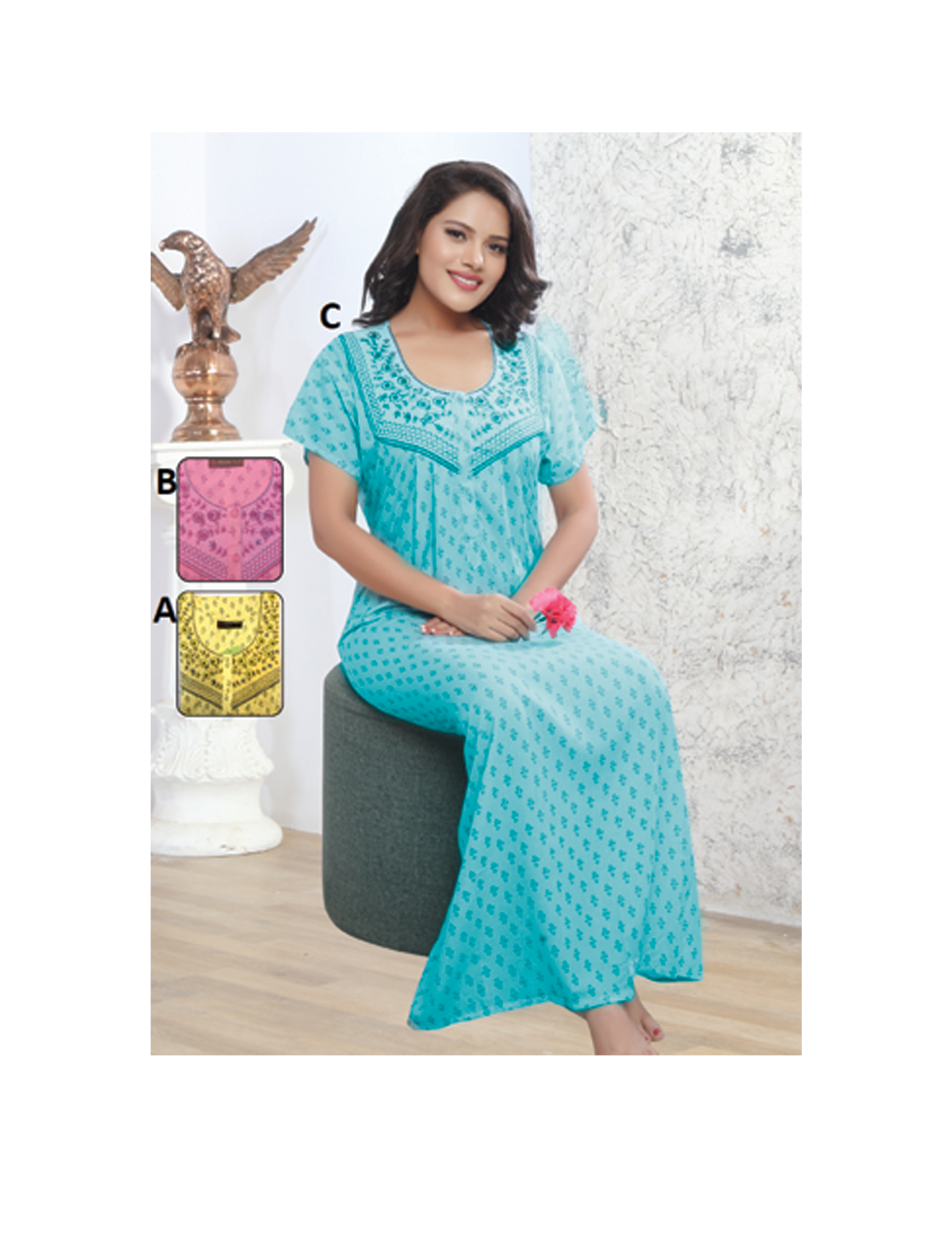 Exclusive Housecoat Women Printed Cotton Design/ Hand Washable Long Maxi Night Housecoat Sleep wear/Comfy Cotton Wear A0006C