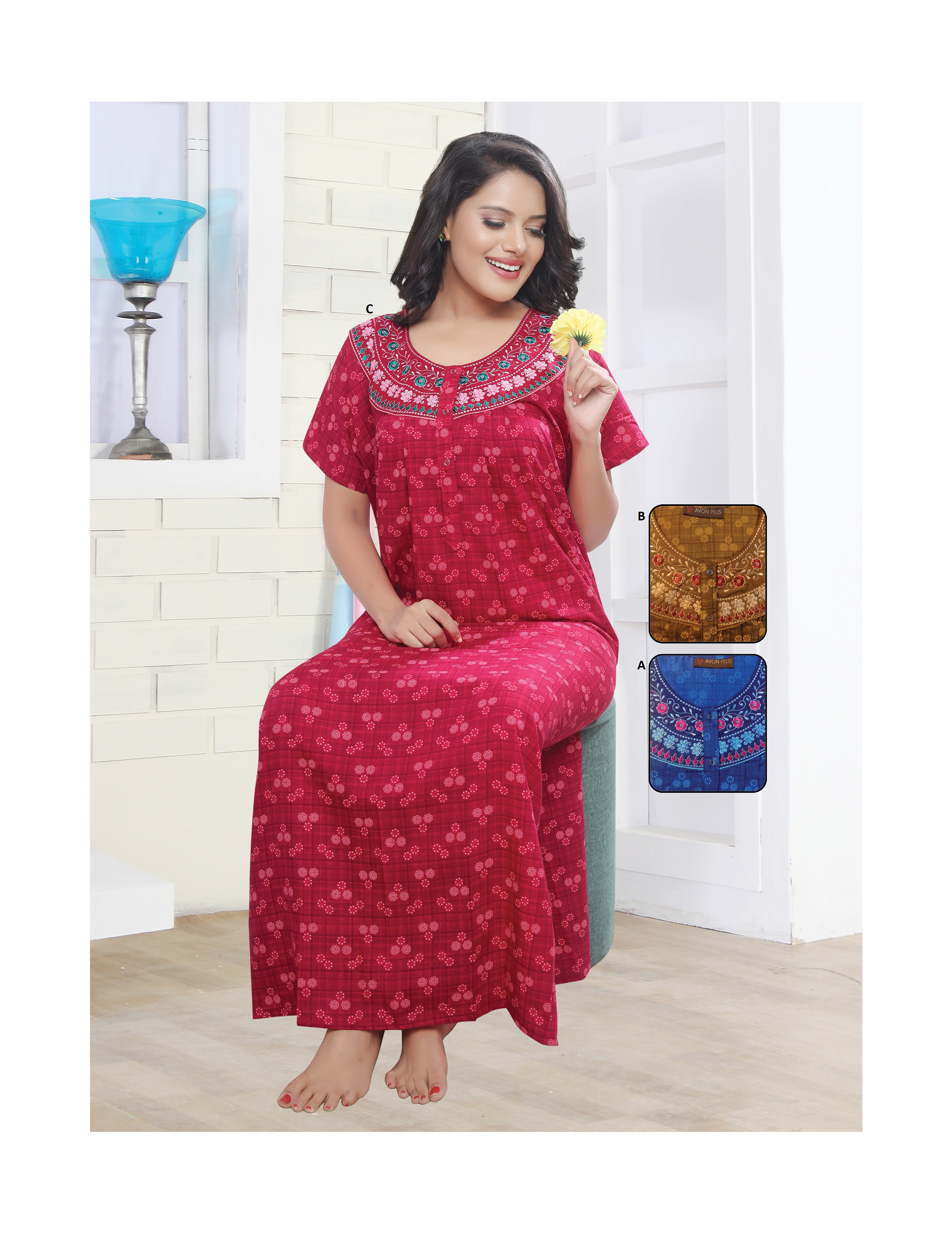 Exclusive Housecoat Women Printed Cotton Design/ Hand Washable Long Maxi Night Housecoat Sleep wear/Comfy Cotton Wear A0007C